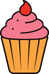 cupcake icon clipart vector on transparent background	