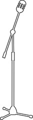 Microphones on counters and microphones and stands separately for design icon Vector silhouette clip arts. Retro and modern music sign, mic tool. Close-up microphone stand in small