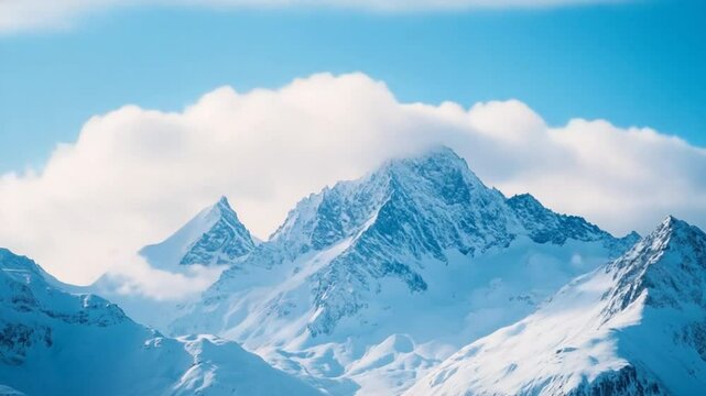 Magnificent Peaks: Stunning Visuals of Snow-Capped Mountains Under a Bright Sky