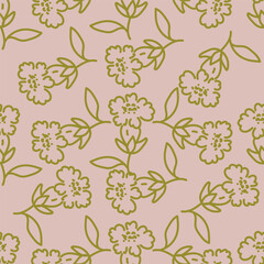 Hand drawn flowers seamless pattern