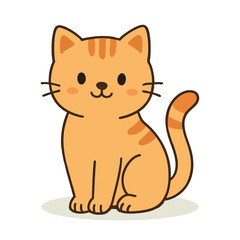 Obraz premium Cute Flat Vector Illustration of an Orange Tabby Cat Sitting on White Background