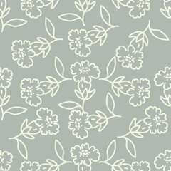 Hand drawn flowers seamless pattern