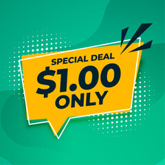 Special Dollar One Only Deal and Sale Banner – Promotional Price Tag for Sales and Discounts