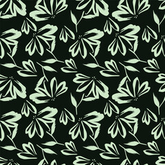 Hand drawn flowers seamless pattern
