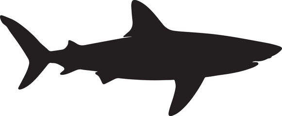 Dogfish – Solid Black Silhouette and Outline Vector Set
