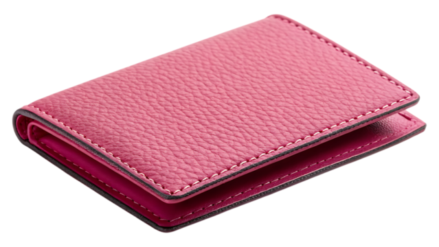 Pink leather card holder wallet isolated on transparent background