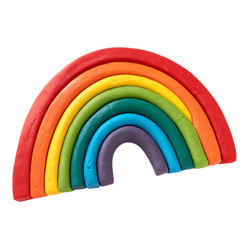 Rainbow playdough arc isolated on transparent background