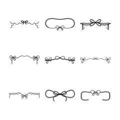 Collection of Decorative Bow and Ribbon Border Elements for Design Projects