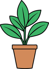 houseplant leaves icon clipart vector on transparent background
