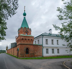 Nikolsky Monastery on the bank of the Volkhov river in Staraya Ladoga, Russia.