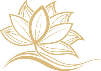 Golden lotus flower vector art illustration.