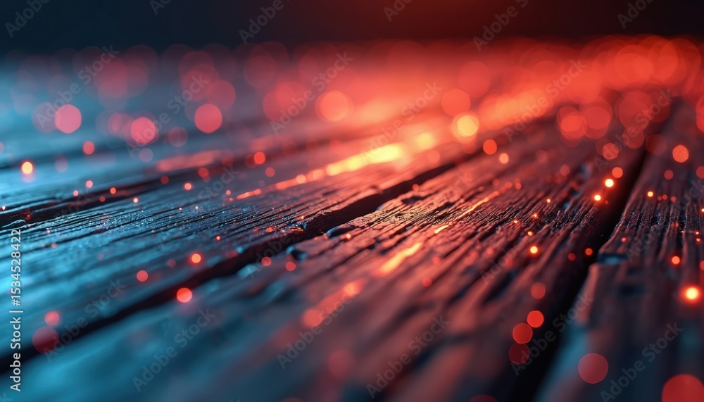 Aufkleber wood texture background with futuristic elements. digital circuit patterns, red and blue neon lights