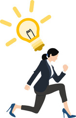 アイデアが閃くビジネスウーマンのイラスト