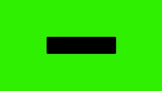 video animation drawing black math minus symbol, on a green chroma key background