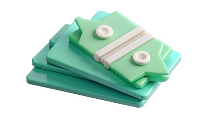 Stacked green speech bubbles with white circle accents 3d rendered on a plain white background illustrating communication and dialogue