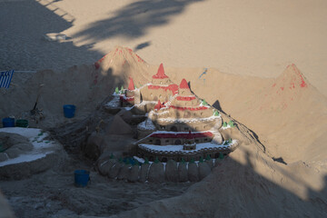 Sandcastle on the beach in Dubai, United Arab Emirates, Middle East