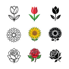 Vector set of flowers
