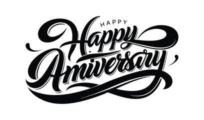 Happy anniversary hand lettered calligraphy design