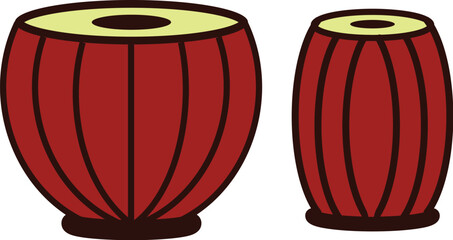 Tabala, Music object, Song object, icon, Traditional Indian Tabla Music Instrument Icon, Realistic Tabla Illustration for Music Concepts, Hand-Drawn Tabla Art for Cultural Music Design, Musical Instru