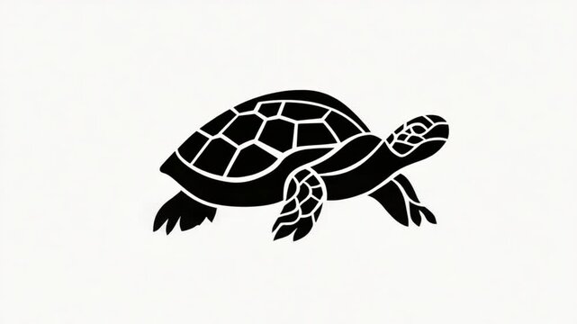 Elegant Turtle Silhouette Animation on White Background: A Minimalist Wildlife Icon