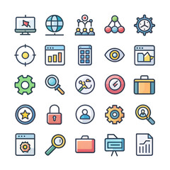 Colorful S E O Icon Pack Web Graphics Set icons