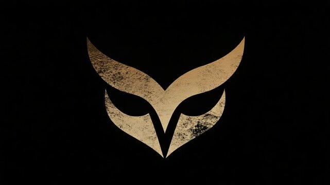 Minimalist golden owl logo animation on black background for brand identity reveal