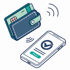 Digital Wallet and Mobile Payment Finance Icon Design