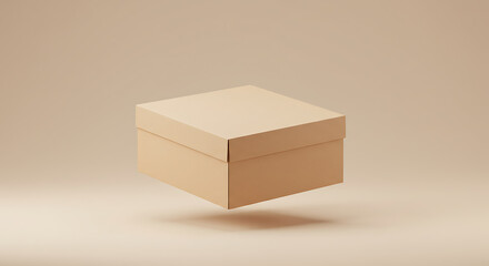 Simple Beige Cardboard Box Mockup Packaging Design Template