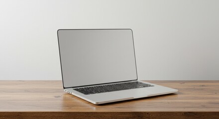 Fototapeta premium Laptop on wooden table