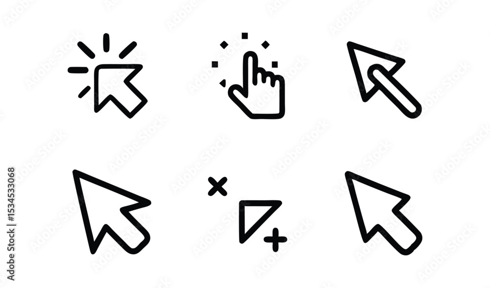 Fototapete Collection of cursor icons for website and app design