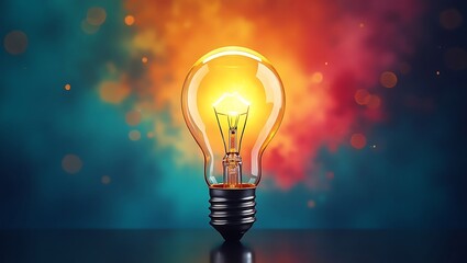 Glowing light bulb background. Generative Ai.