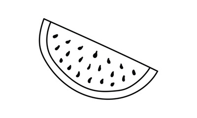 Hand drawn watermelon slice vector isolated on transparent background.