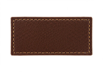 Brown leather label with stitched border