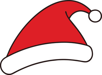 Santa hat icon clipart vector on transparent background