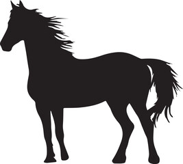 Obraz premium Elegant silhouette of a horse depicting power strength and grace against a clean white background