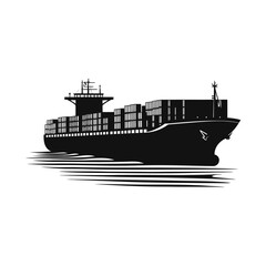 Shipping Vessel Silhouette Vector Illustration Template Art Design
