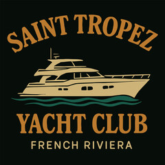 Retro Saint Tropez Yacht Club Print – French Riviera Boat Graphic Tee & Hoodie