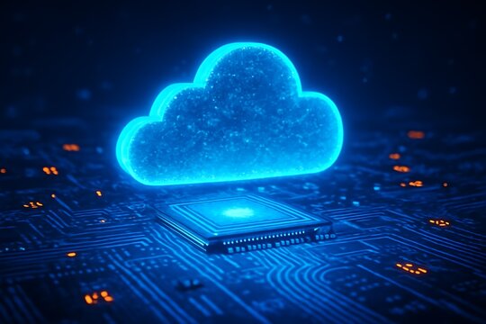 Abstract cloud computing tech. Safe encrypted storage, personal data protection, verified encription tech. Security protocol wireless file transfer drive service. Global database, online information..
