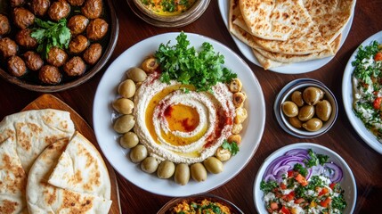 Assorted Middle Eastern dishes on a table