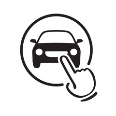Car Selection Icon Vector – Hand Choosing Vehicle Symbol for Auto Services