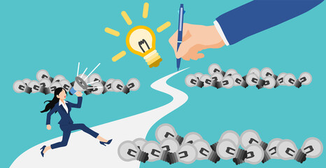 アイデアが閃くビジネスウーマンのイラスト