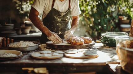 Baker working outdoors