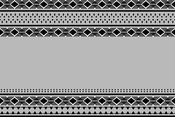 Ethnic pattern of black geometric shape on gray background. Motifs vector seamless. Concept of tribal, vintage, native, classic fashion, Southwest style for carpet, wallpaper, embroidery, textiles.