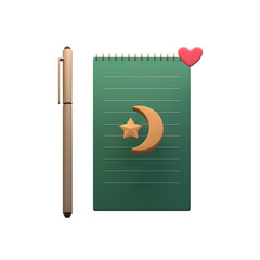 productive muslim gratitude journal 3d icon illustration
