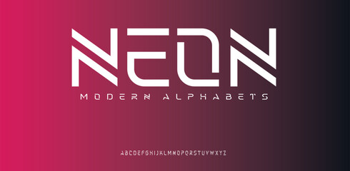 Neon modern minimal flat alphabet capital letter logo design