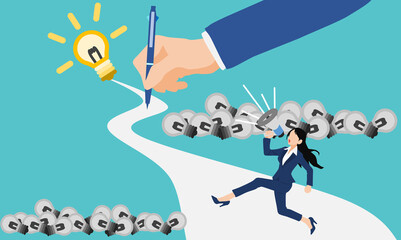 アイデアが閃くビジネスウーマンのイラスト