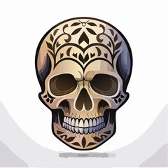 Fototapeta premium A gothic skull with a crown of thorns, set against a moody black background with sharp flame-like accents