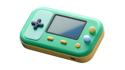 3d render of a retro handheld console featuring pastel colors and minimalist design