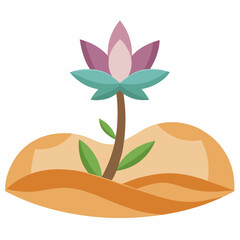 White Background Desert Bloom Vector