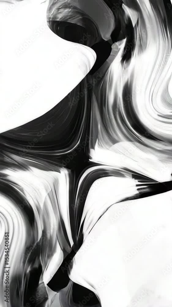 Poster abstract black and white art with swirling patterns and textures creating organic shapes